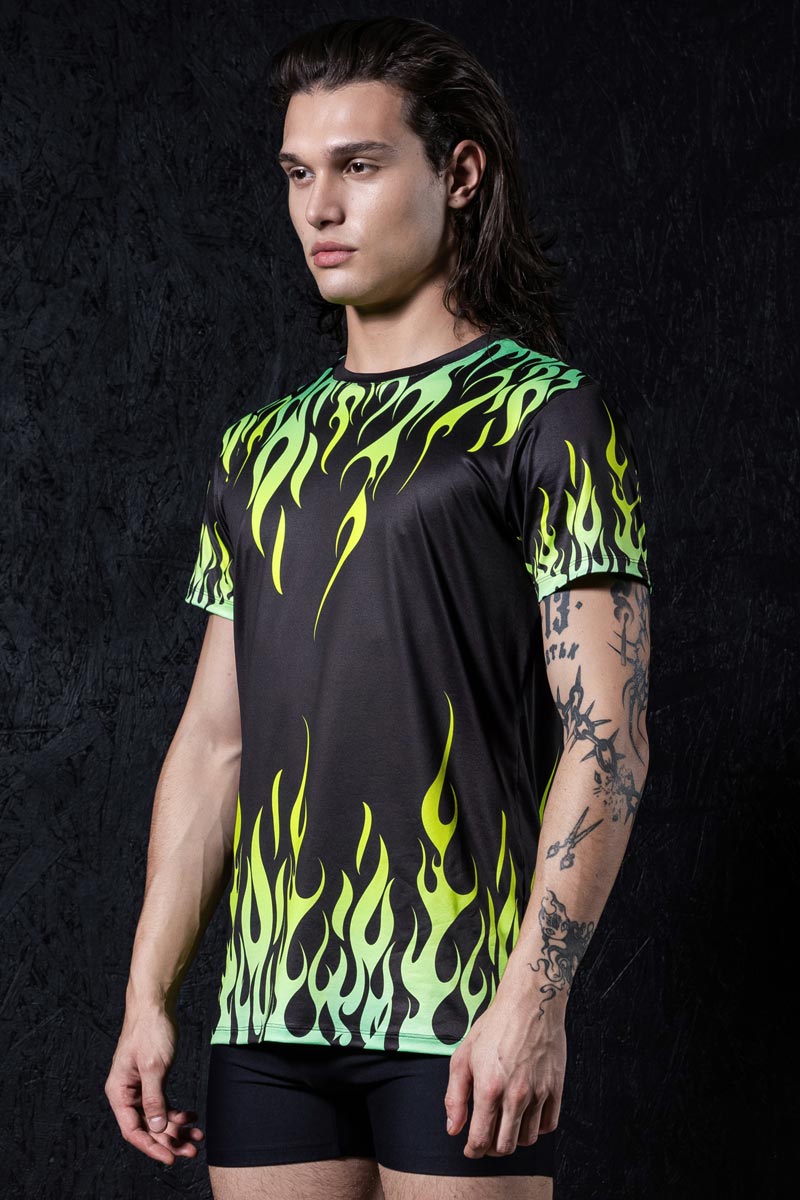 Neon Fire Dance Male Tee Side View