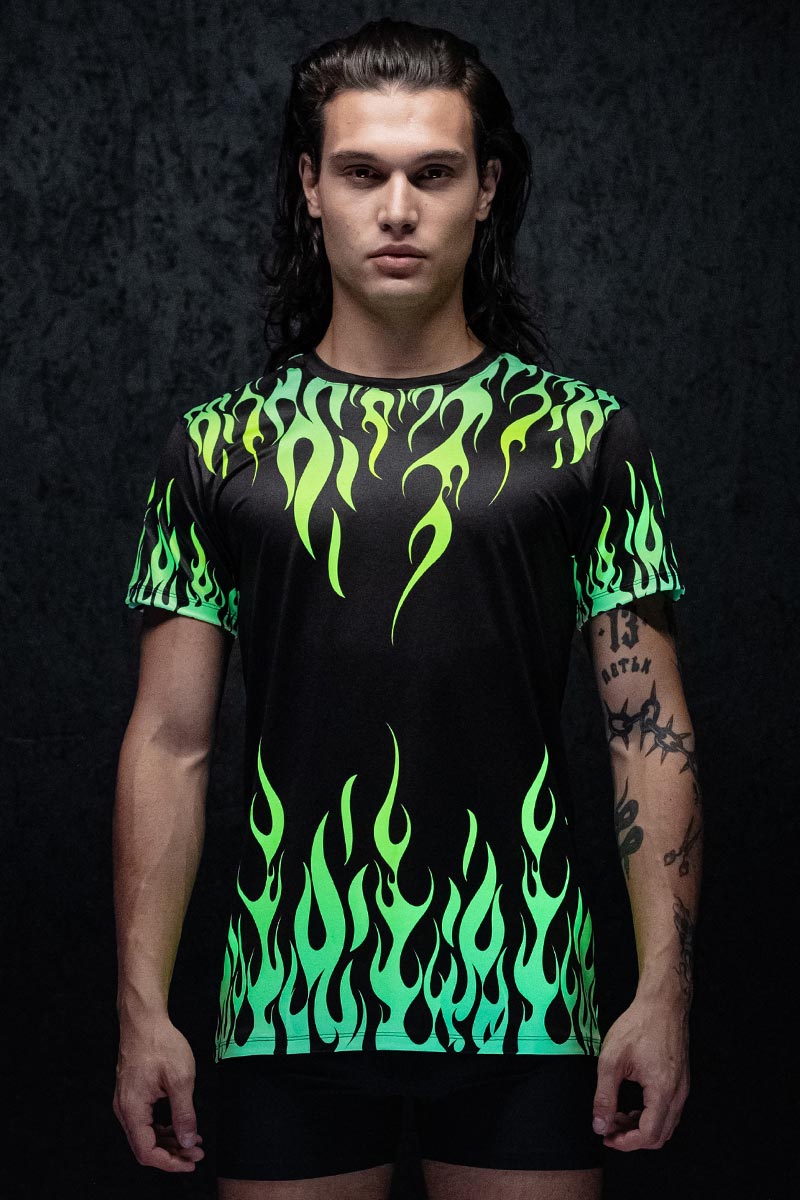 Neon Fire Dance Male Tee UV Front View