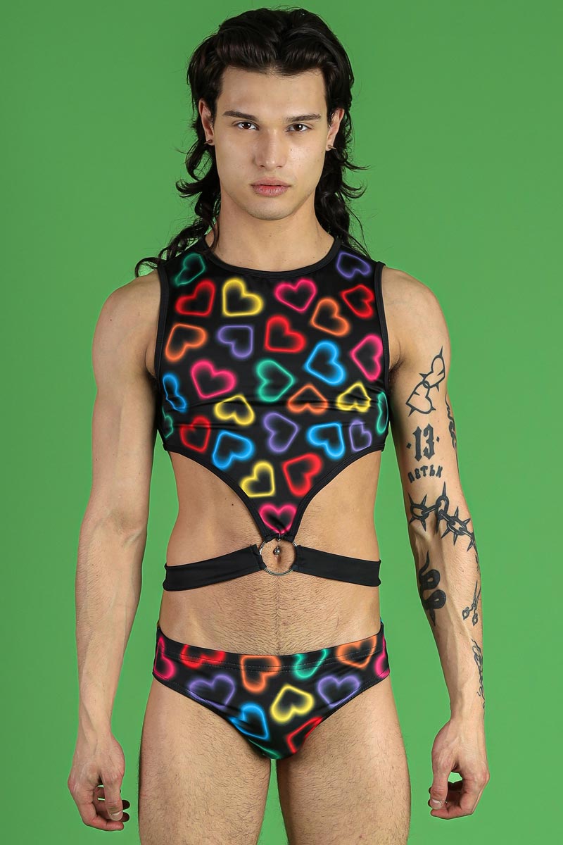 Neon Hearts Men's Swim Briefs