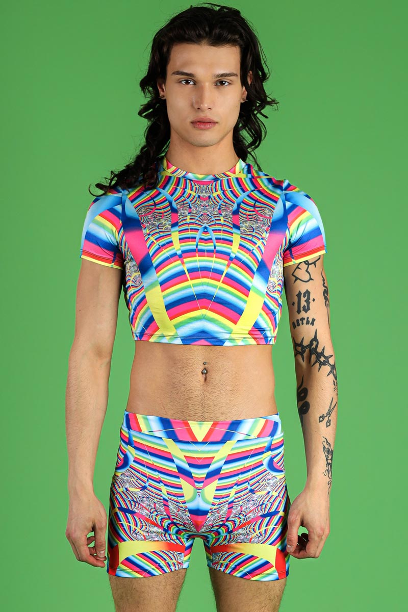 Rainbow Dimension High Waisted Men Shorts