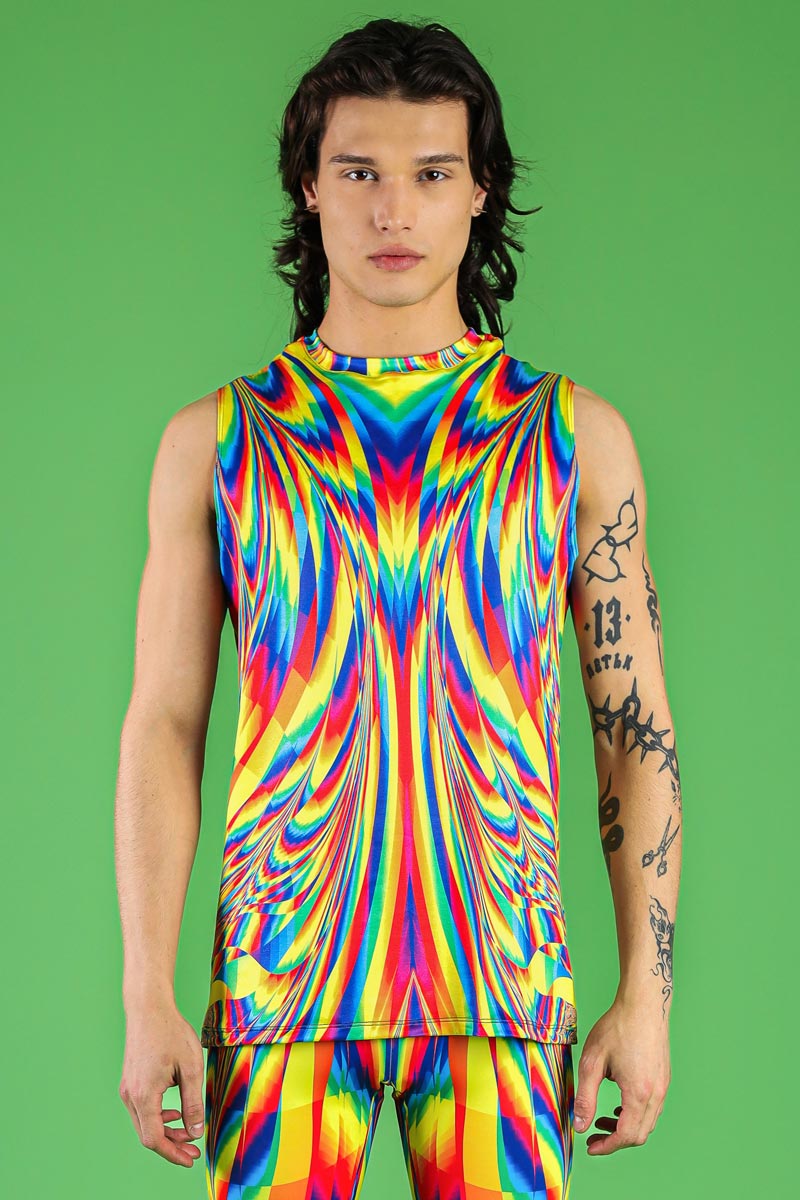 Rainbow Glitch Men's Biker Shorts Set