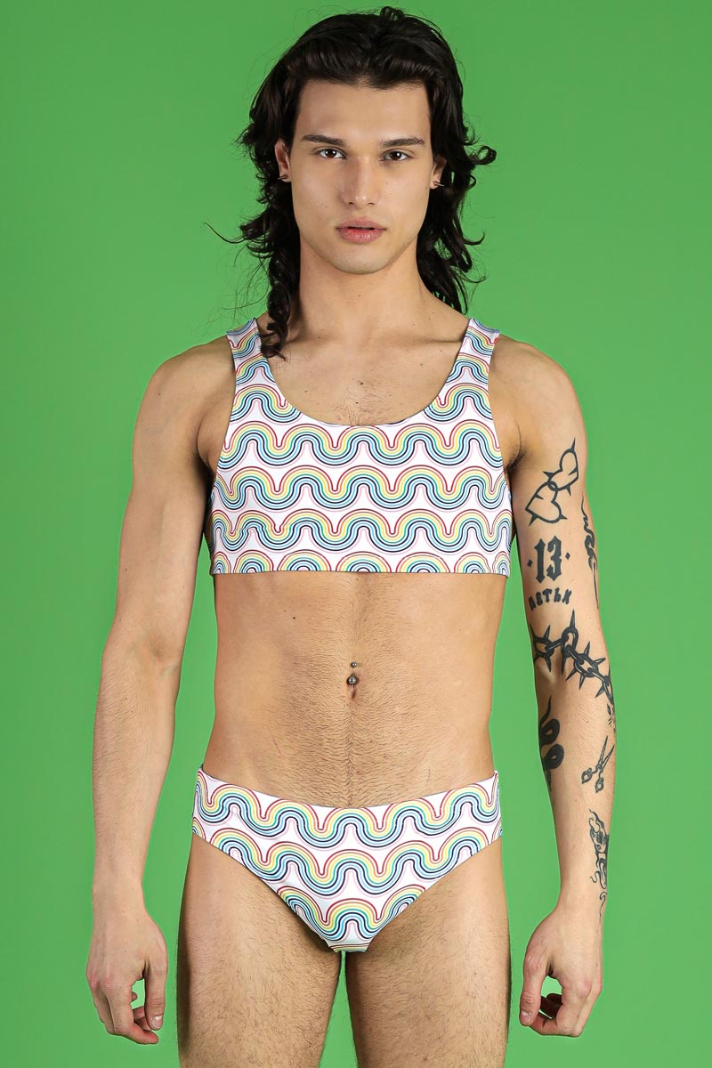 Rainbow Waves Men's Bra Top