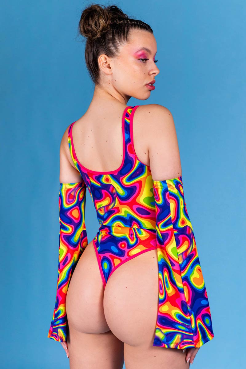 Rainbow Dreams Thong Suit Bodysuit Back View