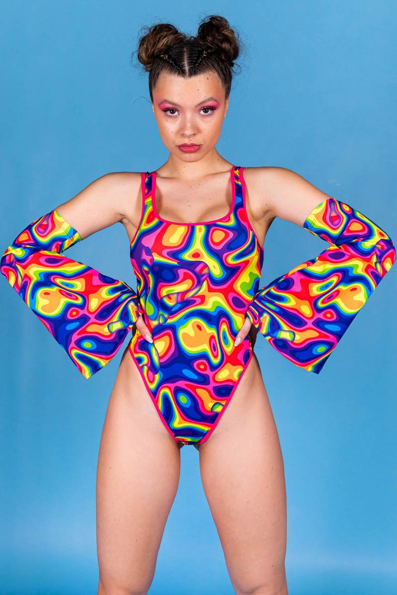 Rainbow Dreams Thong Suit Bodysuit Close View