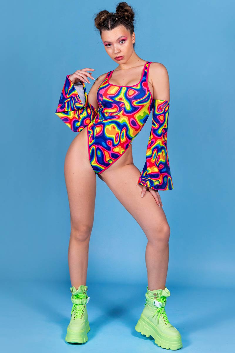 Rainbow Dreams Thong Suit Bodysuit Front View