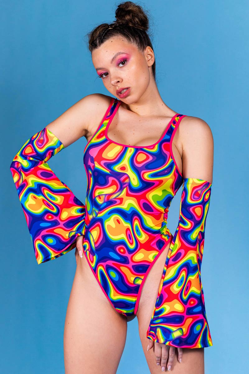 Rainbow Dreams Thong Suit Bodysuit Side View 