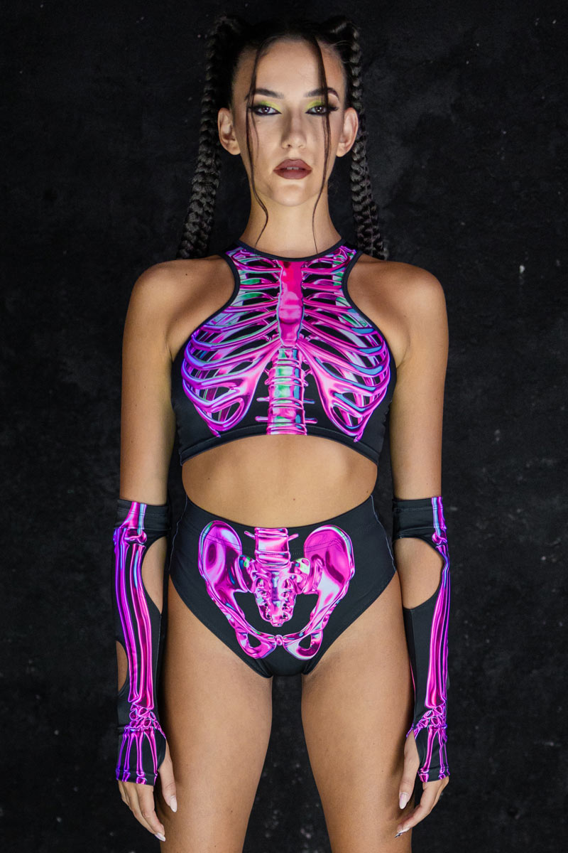 Rosy Skeleton Crop Top