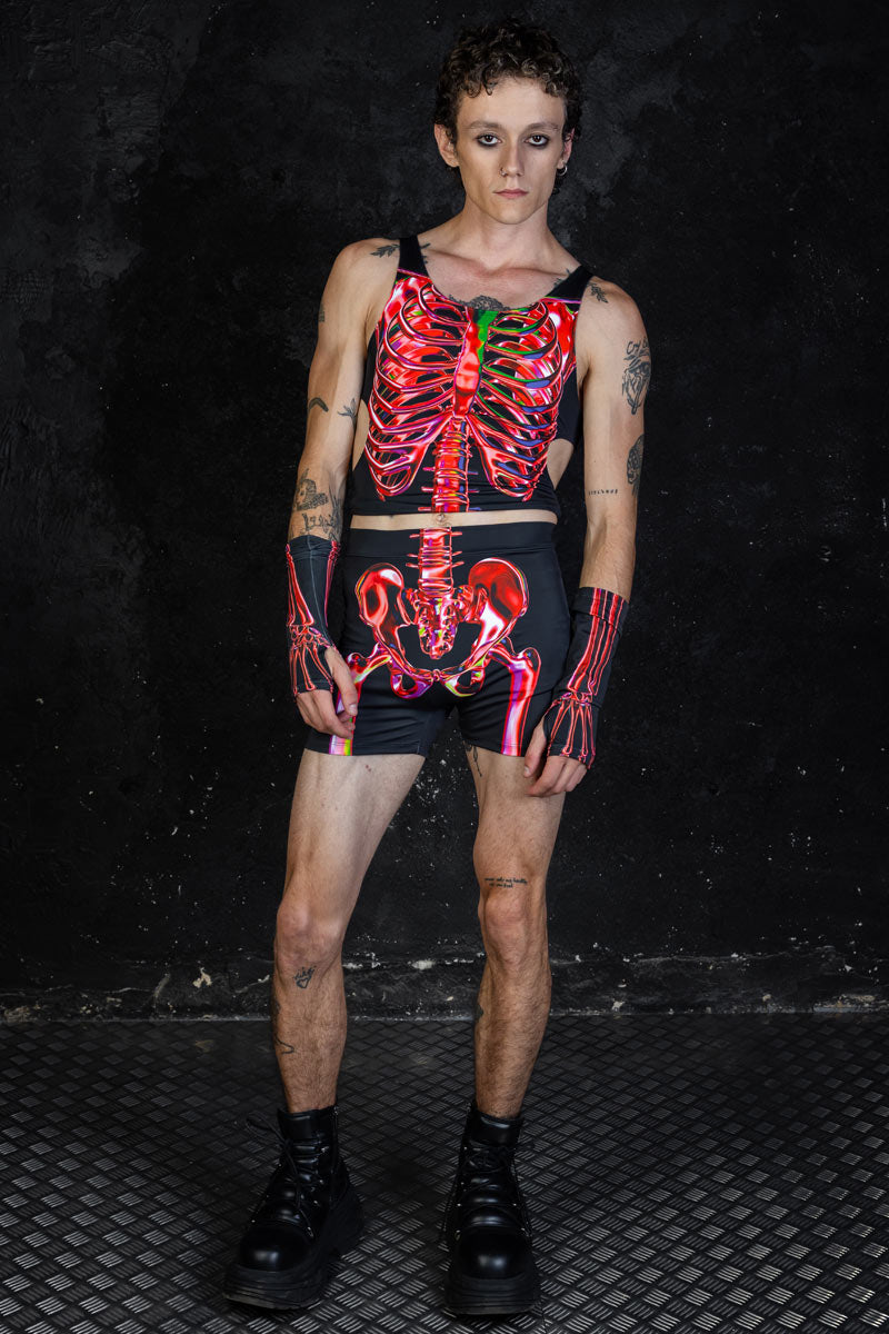 Ruby Skeleton High Waisted Men Shorts