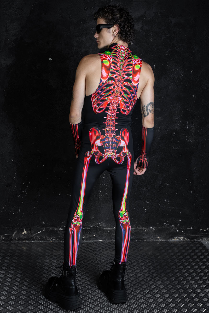 Ruby Skeleton Sleeveless Costume For Men Back View