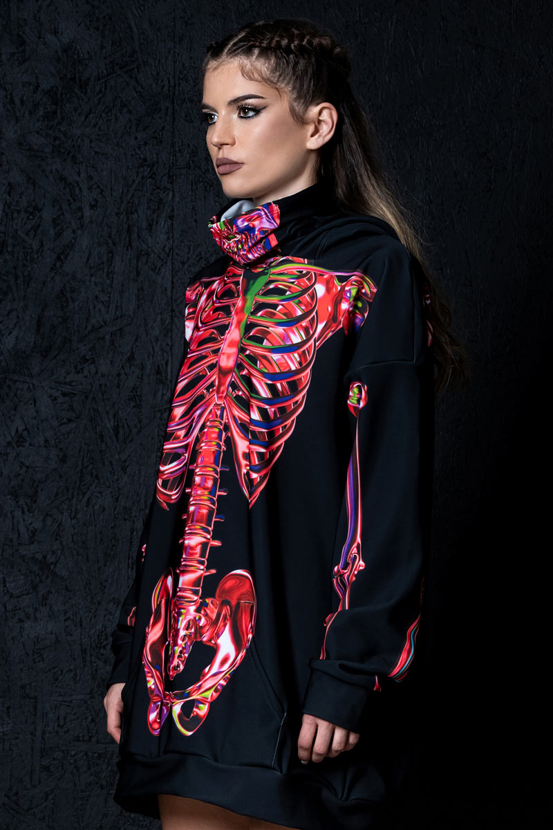 Ruby Skeleton Super Oversized Hoodie Side View