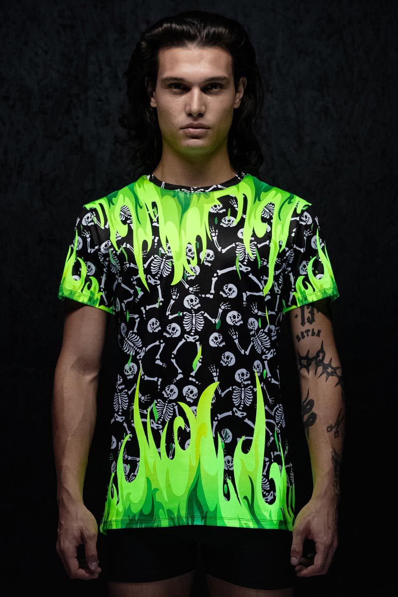 Skeletons in Wildfire Male Tee UV Front View