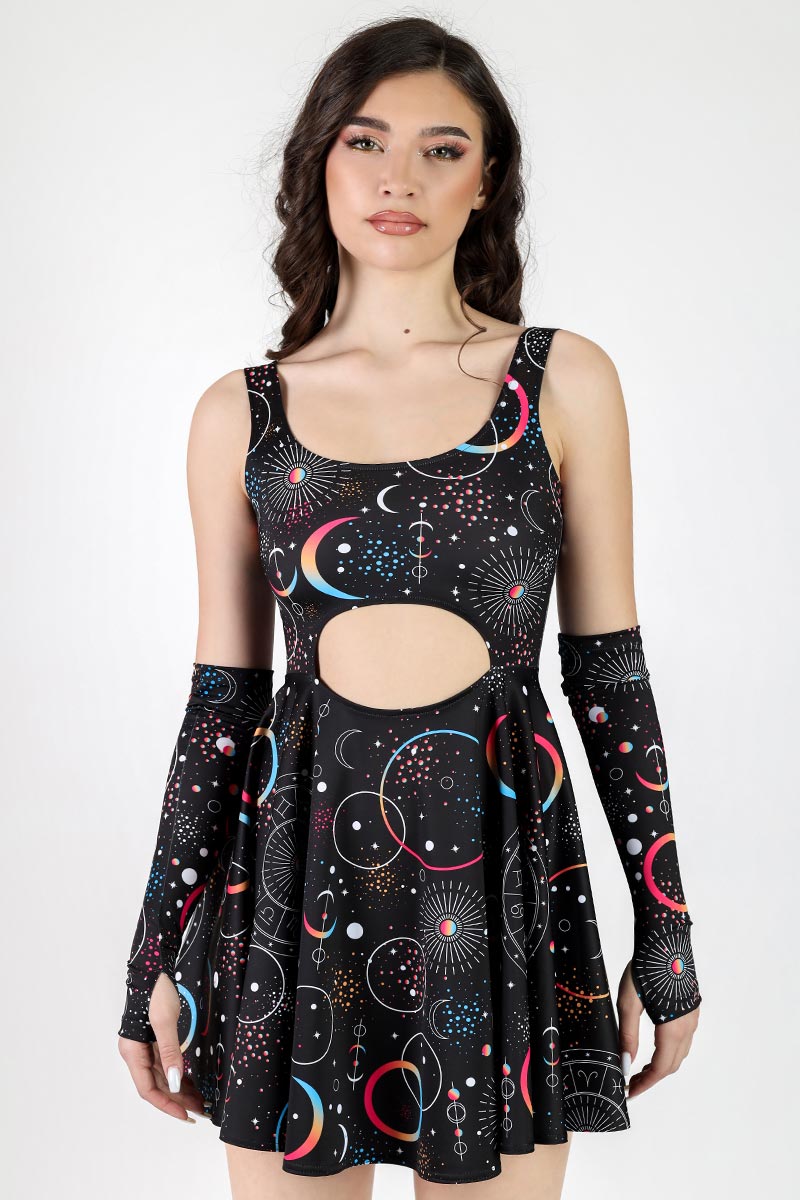 Solar Eclipse Cut Out Skater Dress Front View