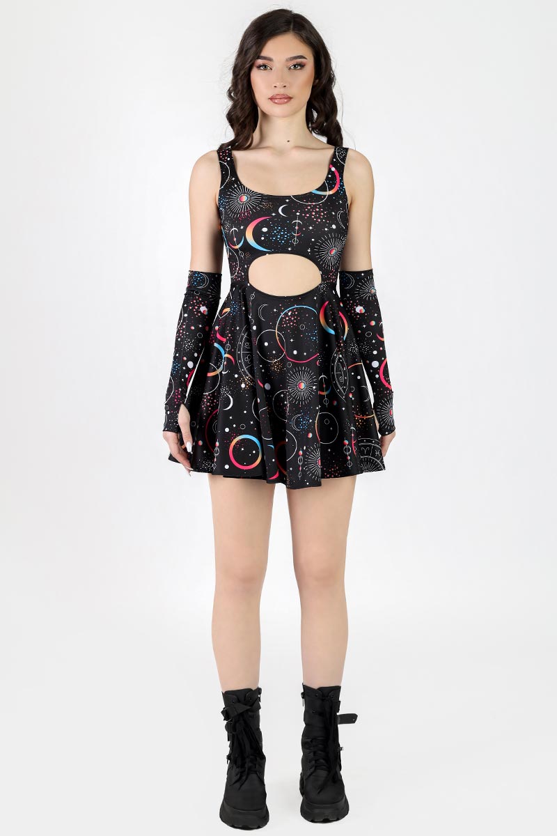 Solar Eclipse Cut Out Skater Dress Full View