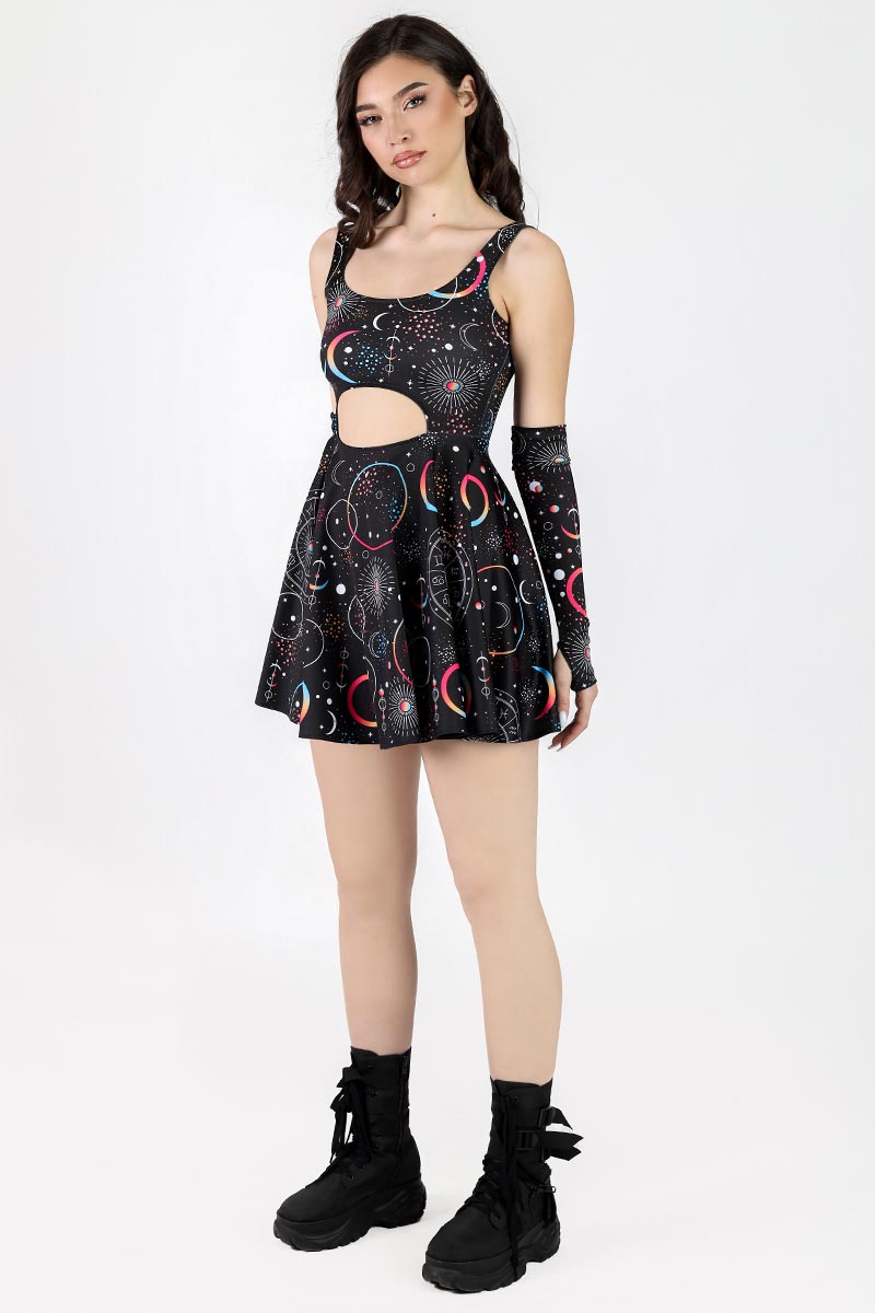 Solar Eclipse Cut Out Skater Dress Side View