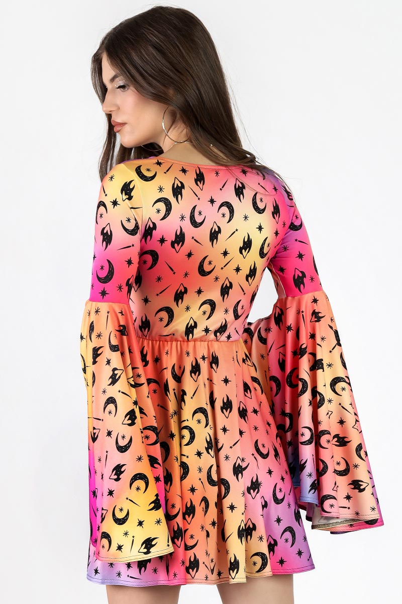 Sunset Sorcery Front Tie Knot Dress Back View