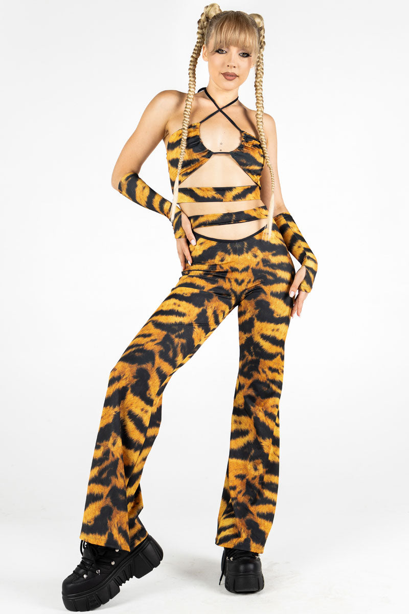 Tiger V-String Crop Top Front View