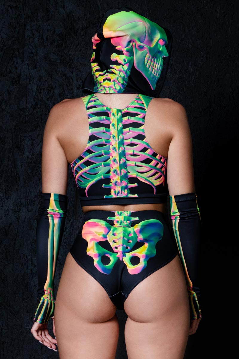 Toxic Skeleton Booty Shorts Set Back View