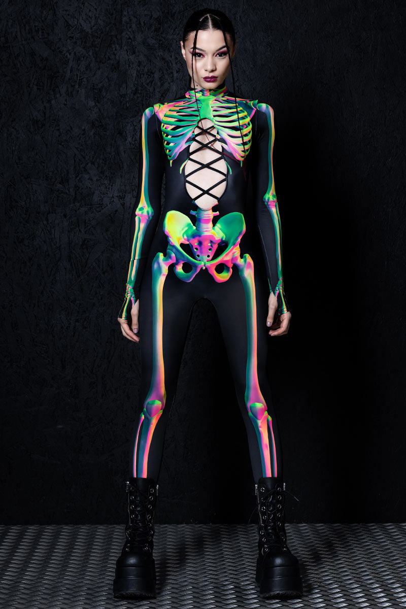 Toxic Skeleton Open Front Costume Front View