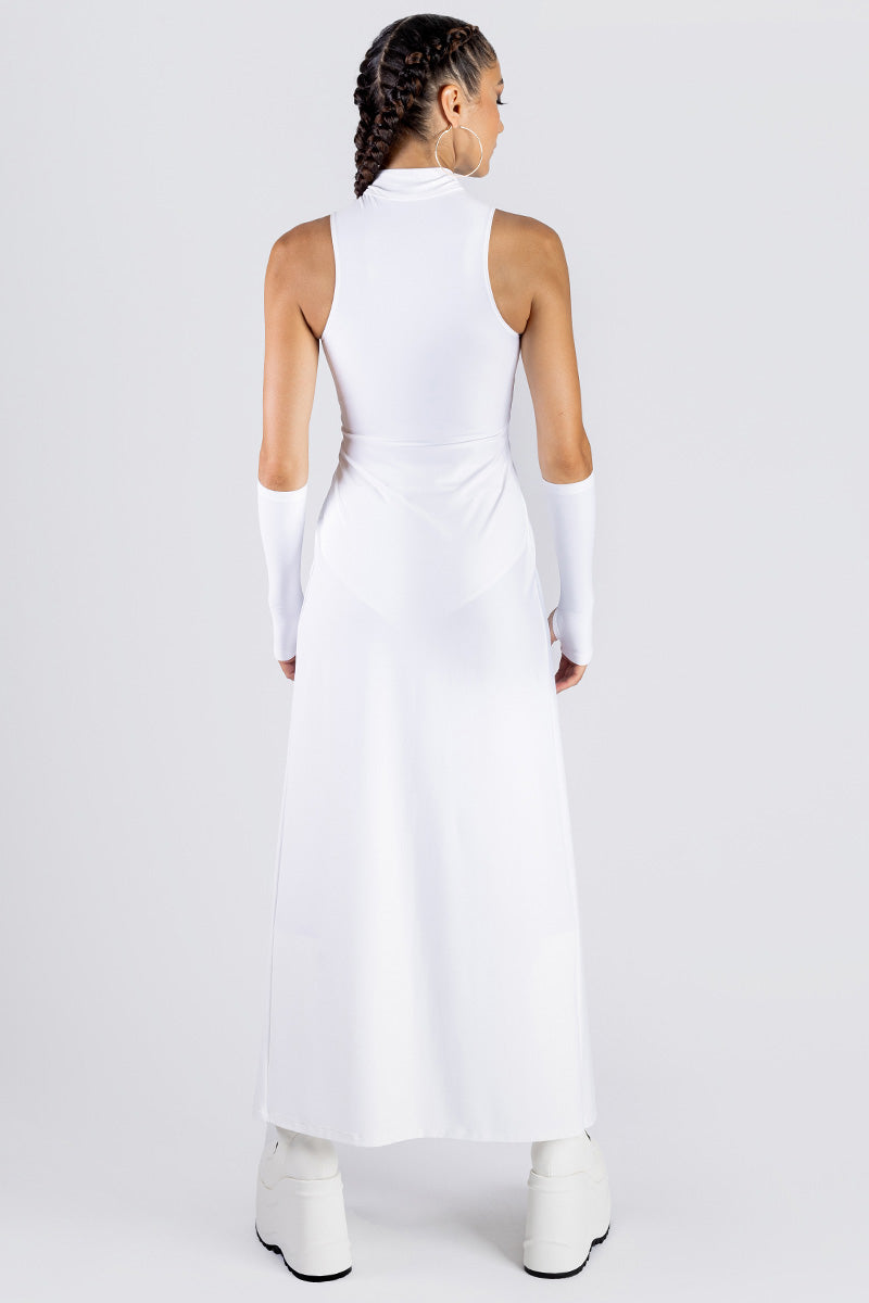 White Cut Out Maxi Dress Studio Back View