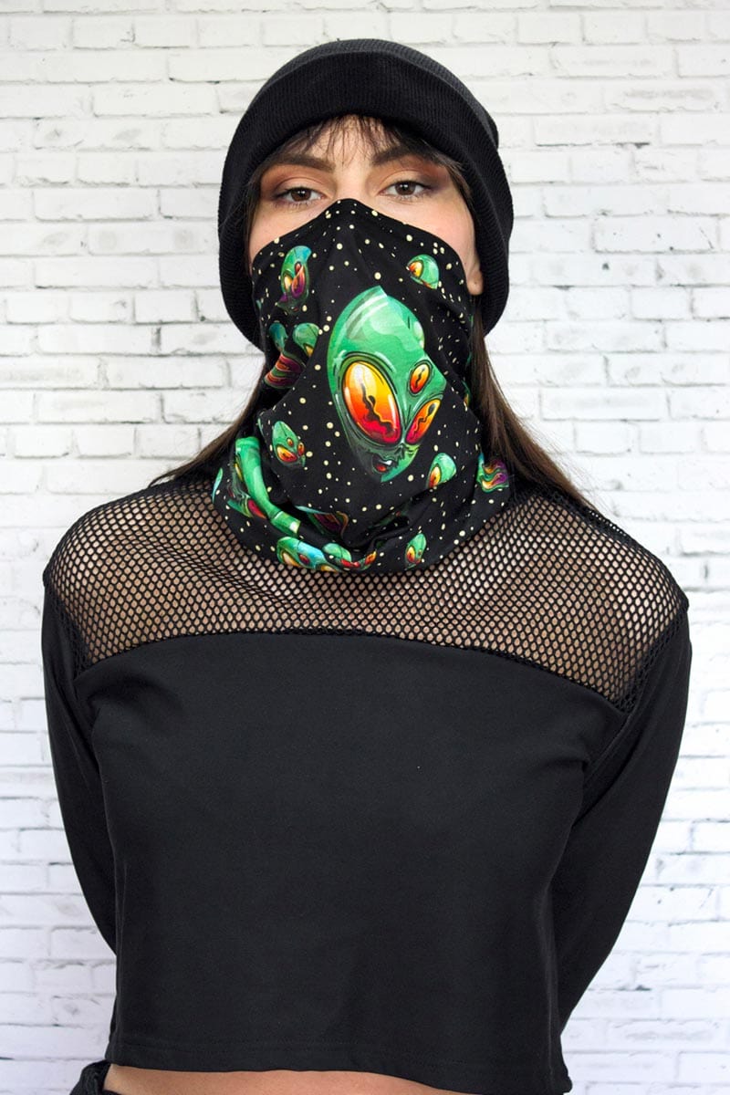 Alien Head Neck Gaiter Front View