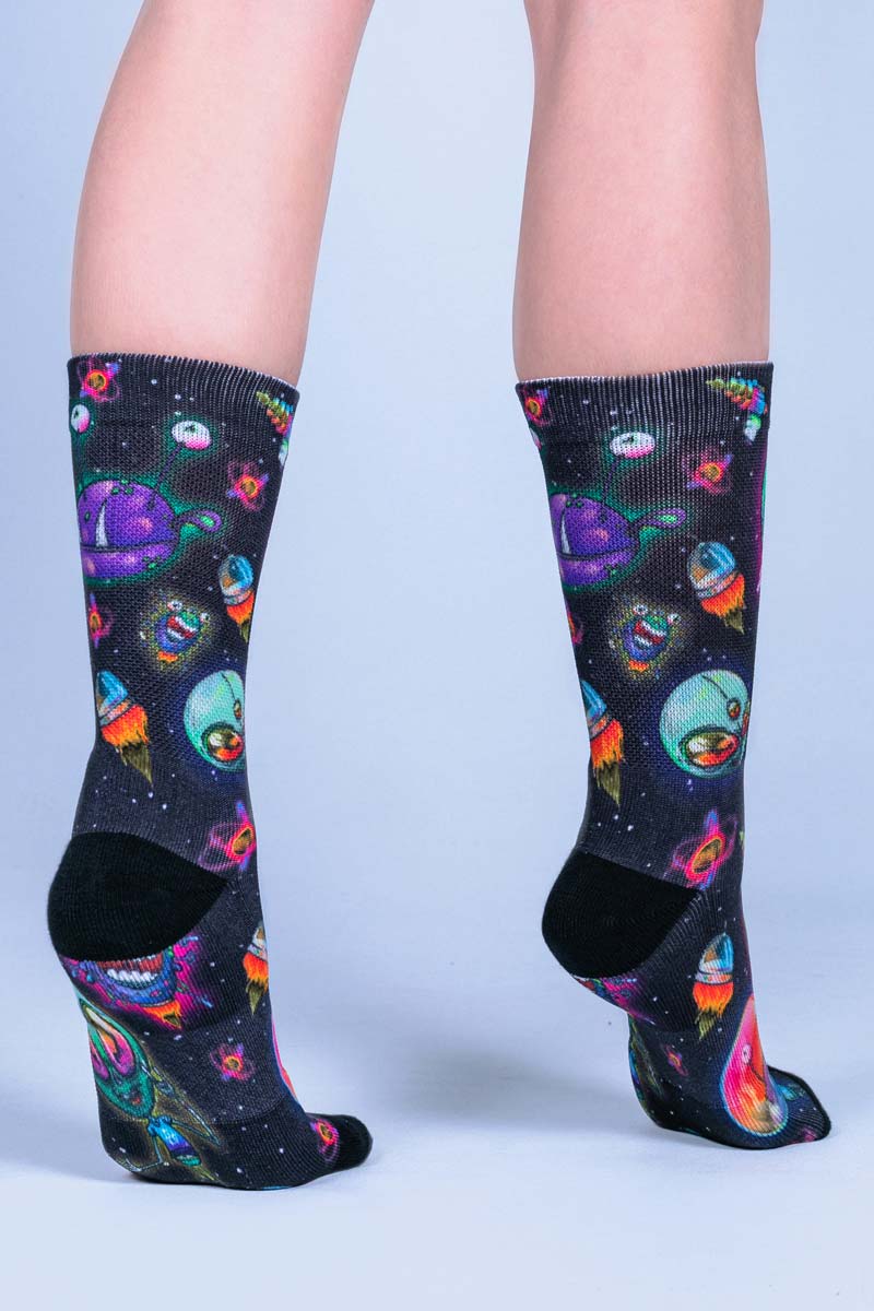 Alien Weed Buddy Crew Socks Back View