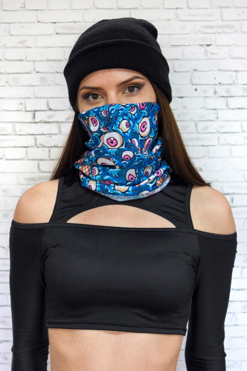 Blue Eyes Cream Neck Gaiter Front View