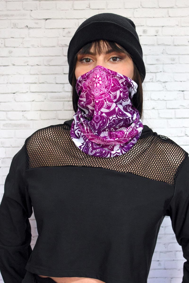 Pink Mandala Neck Gaiter Front View