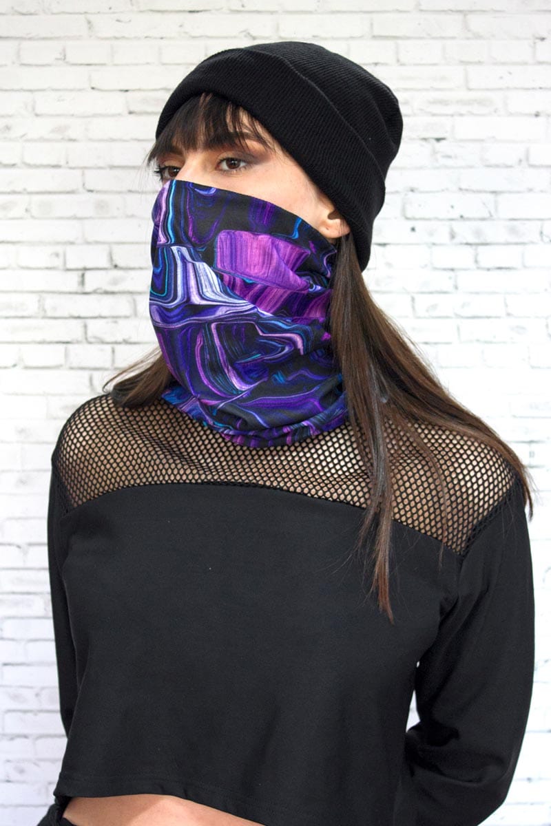 Purple Liquid Neck Gaiter Left View