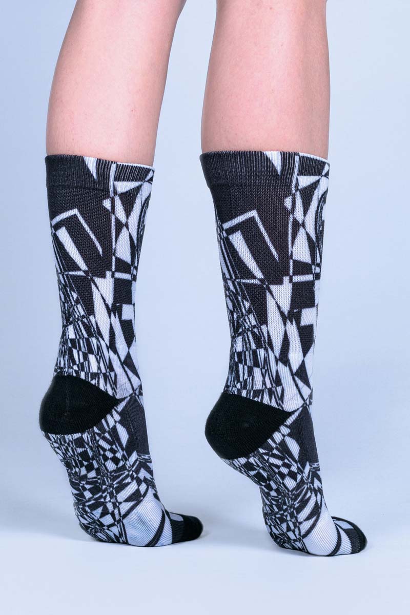 Black Alien Novelty Crew Socks Back View