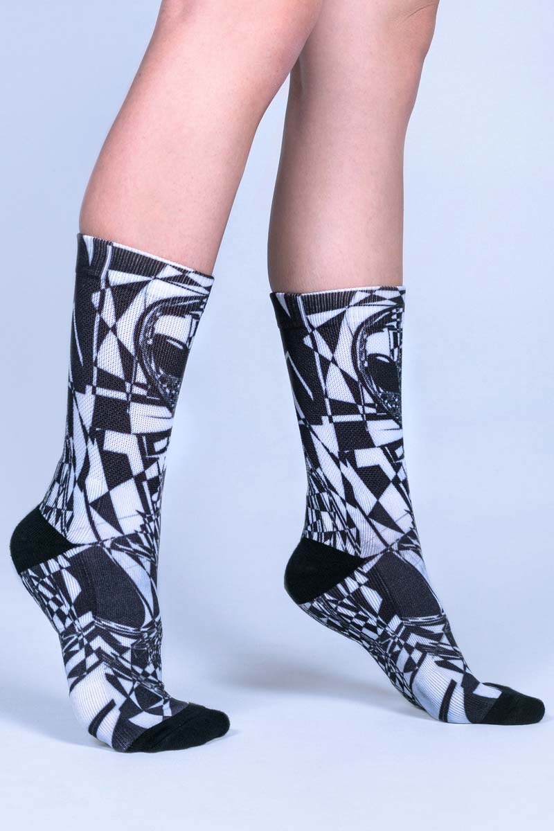 Black Alien Novelty Crew Socks Side View