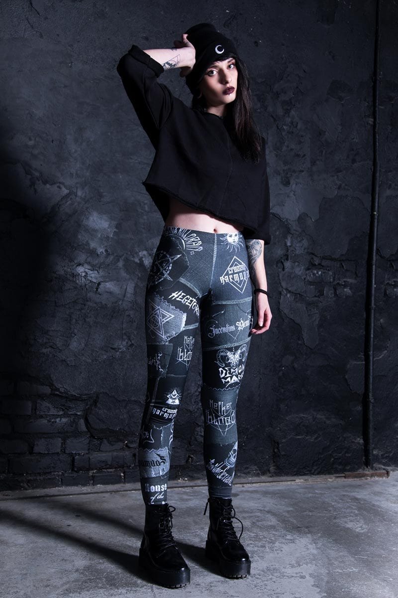 Black Denim Leggings Full View