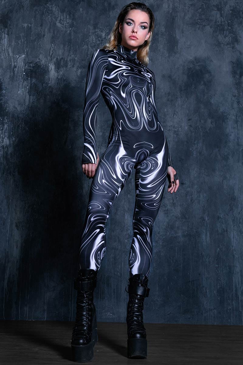 Black Marble Rave Costume Full View