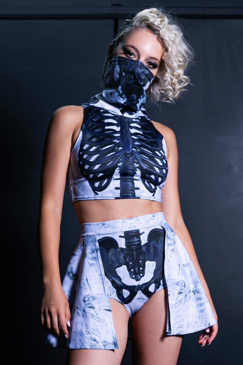 Black Skeleton Backside Shorts Skirt