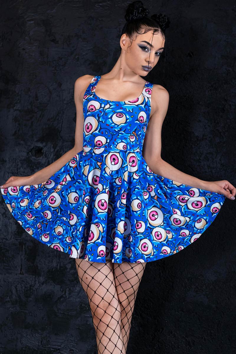 Blue Eyes Cream Skater Dress Side View