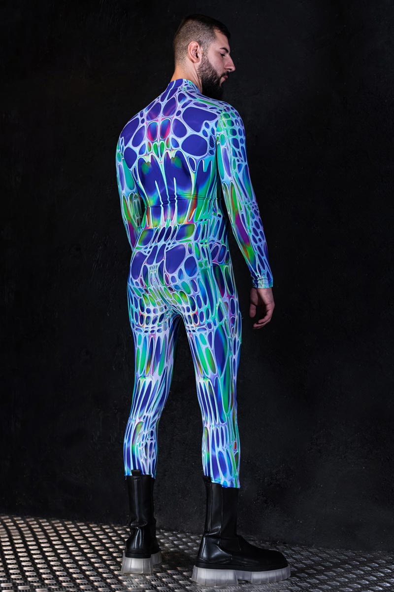 Blue Morph Men Costume Back View