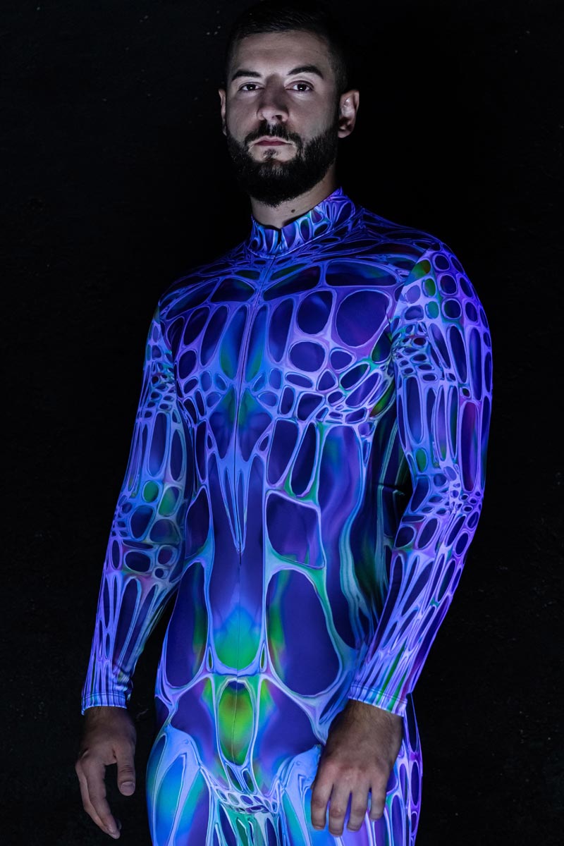 Blue Morph Men Costume Close View