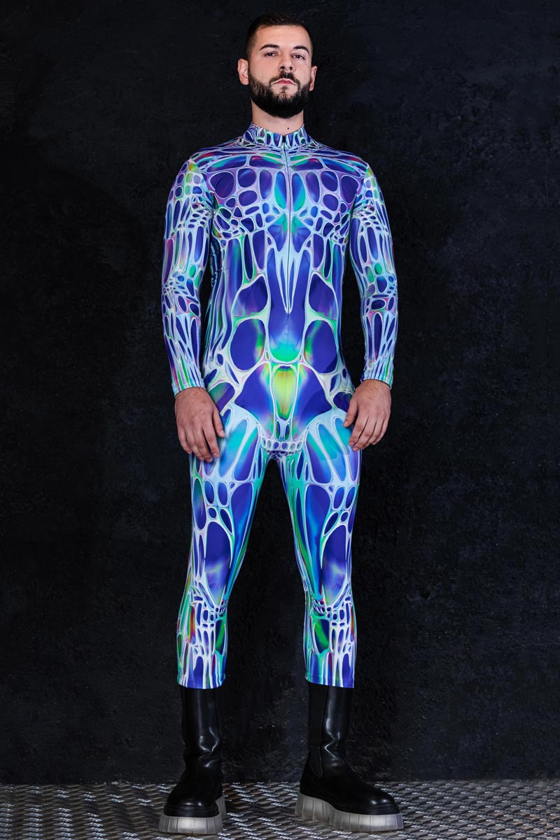 Blue Morph Men Costume Front View