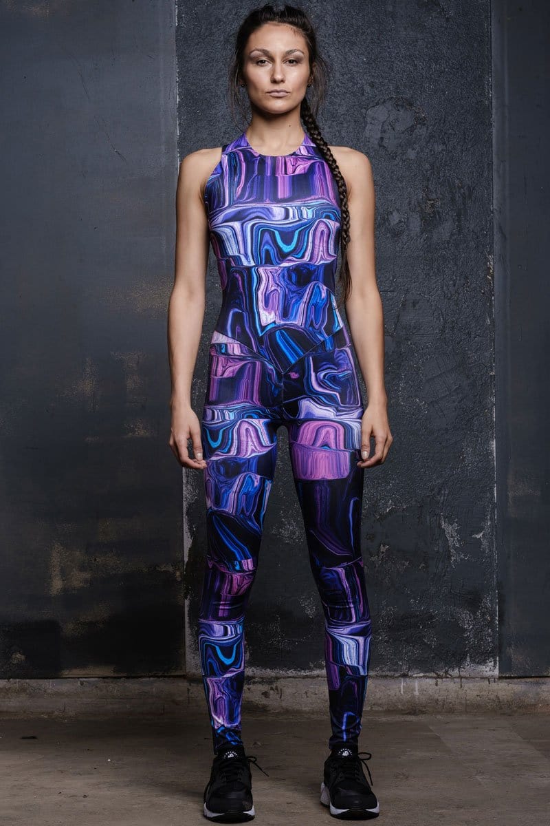 Purple Liquid Unitard Front View