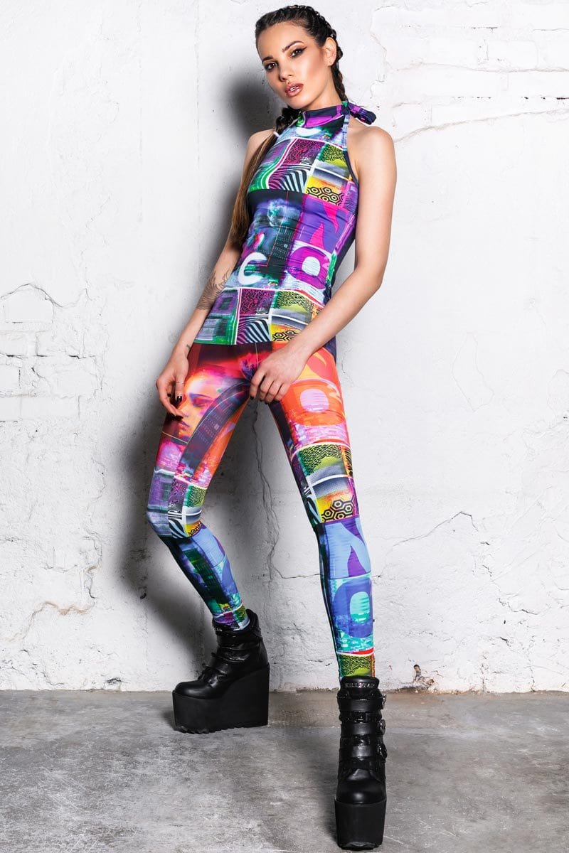 Digital Reality Sleeveless Jumpsuit Full View