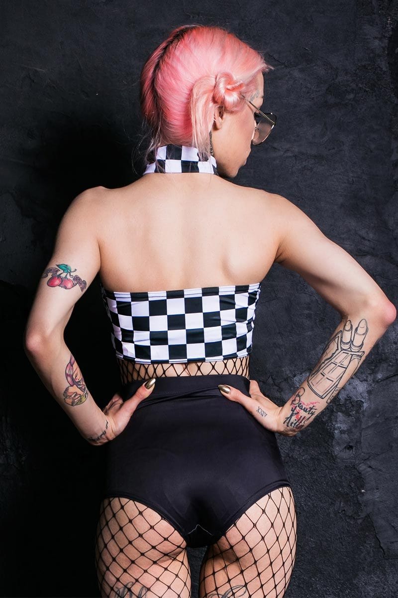 Checkered Choker Boob Tube Back View