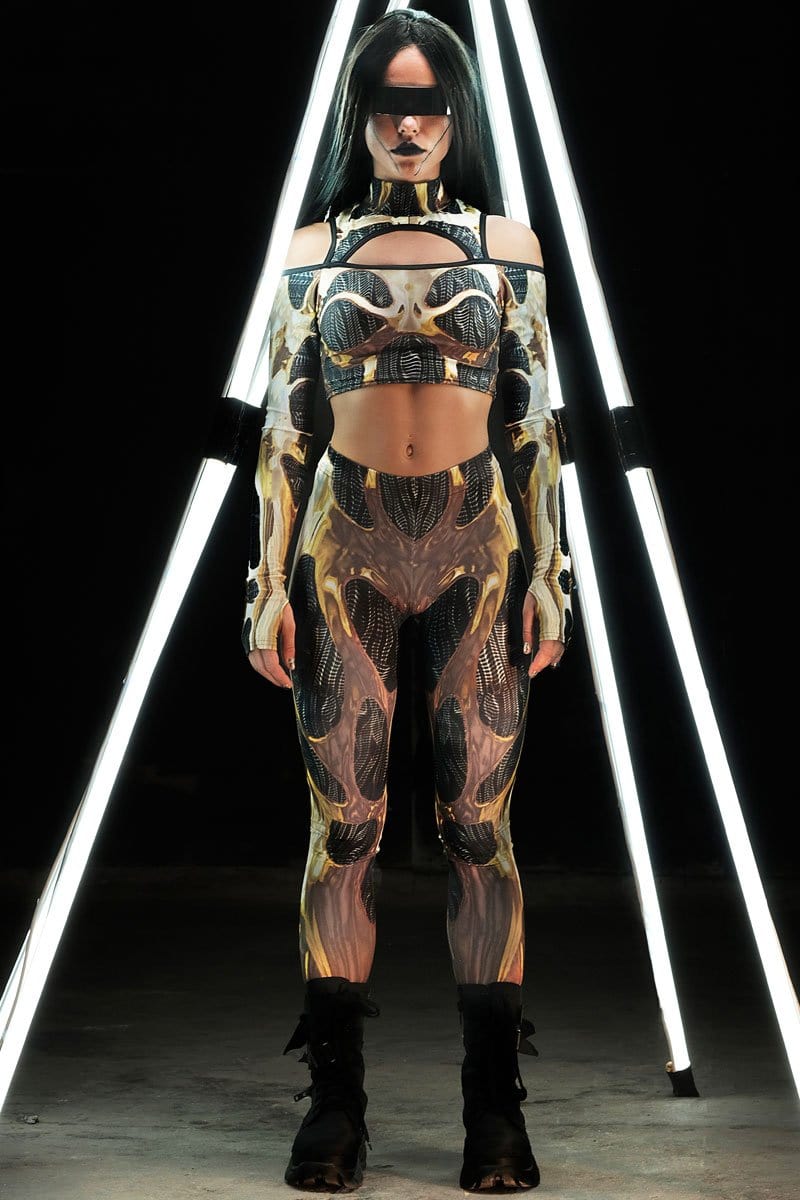 Golden Cyborg Leggings Front View