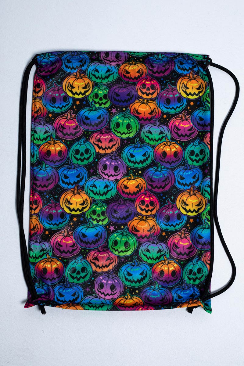 Creepy Pumpkin Drawstring Bag Close View