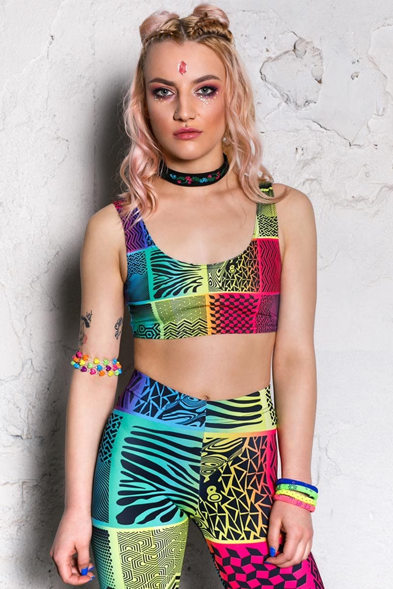 Rainbow Streaks Bra Top Front View