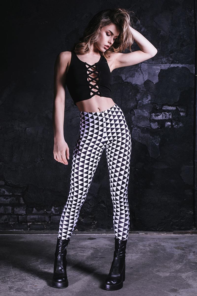 Checkered Triangle Leggings Front View