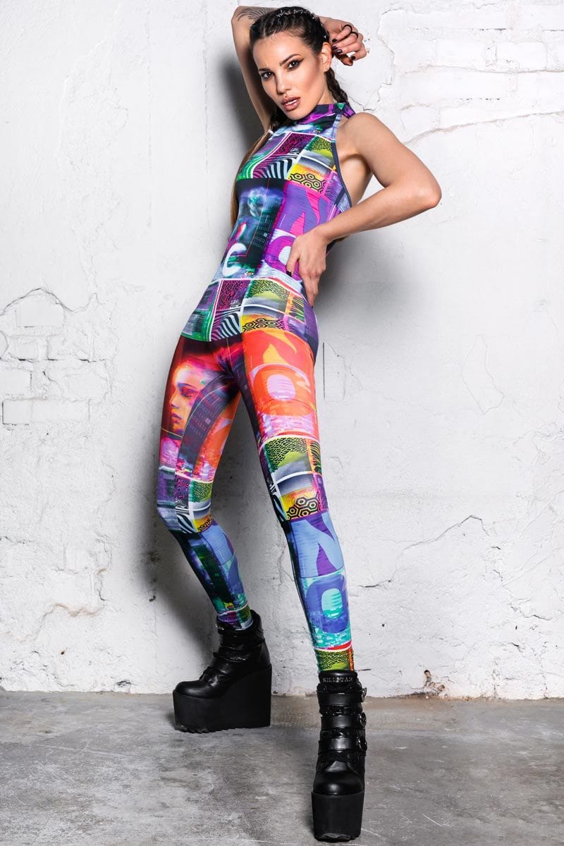 Digital Reality Sleeveless Jumpsuit Front VIew