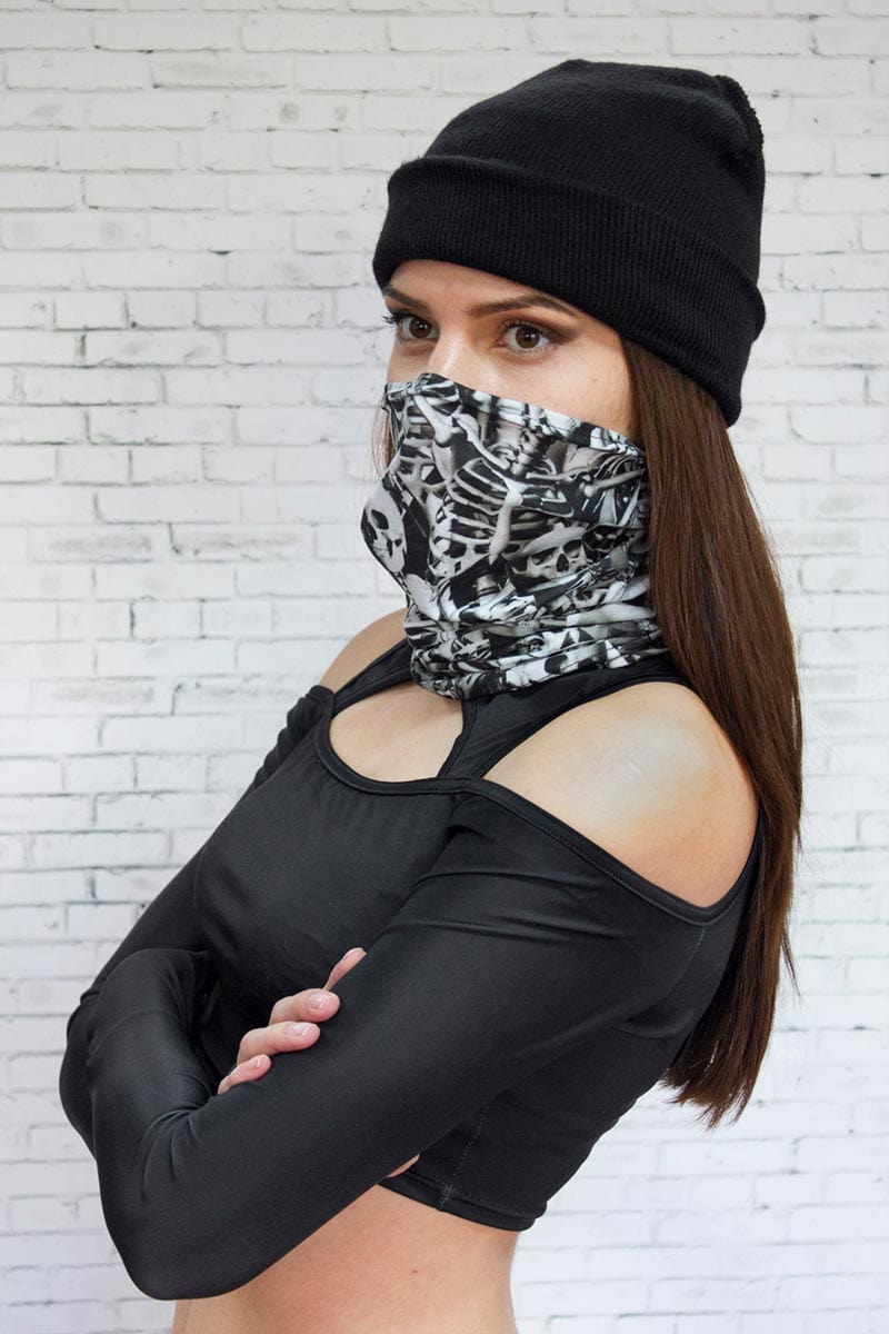 Grey Skeleton Neck Gaiter Right View