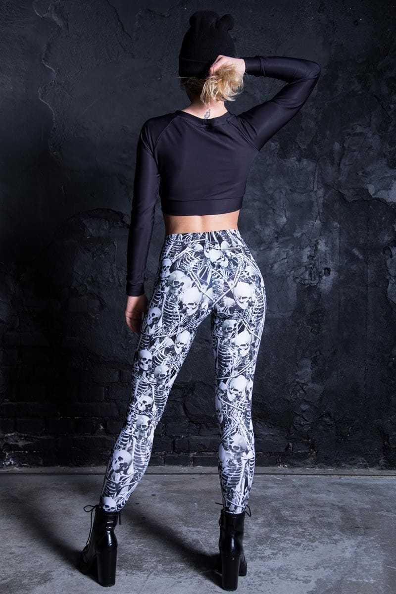 Grey Skeletons Leggings Back View