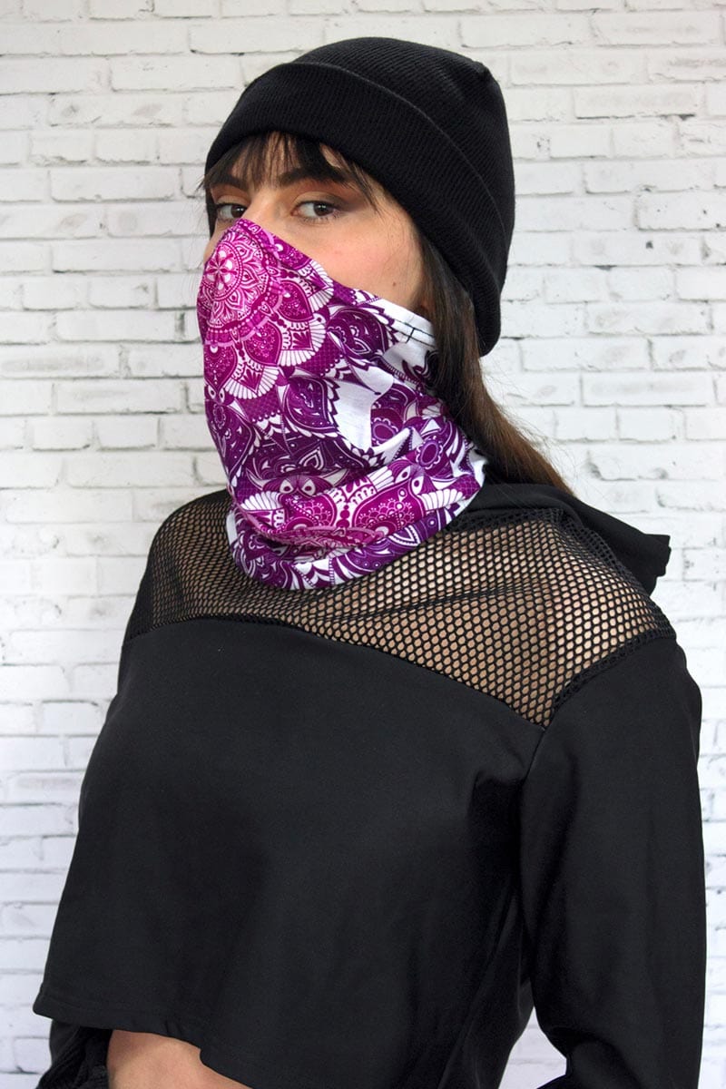 Pink Mandala Neck Gaiter Left View