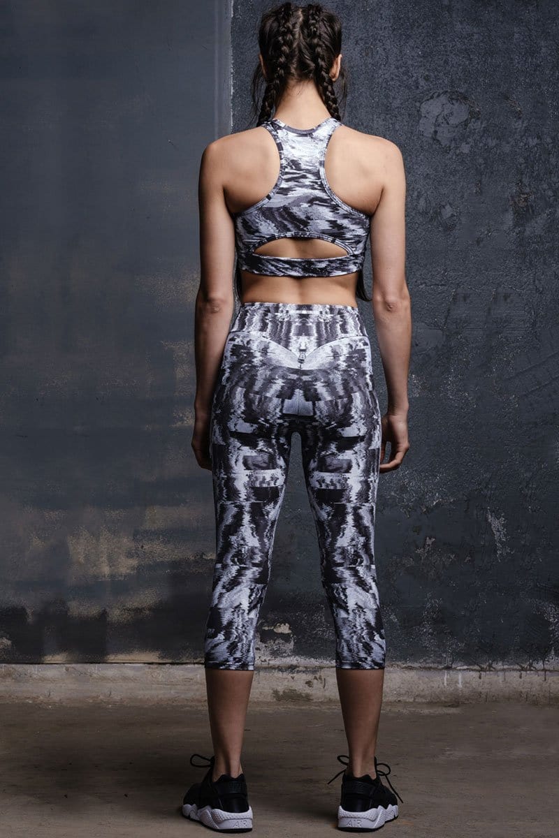 Monochrome Workout Capri Leggings Back View