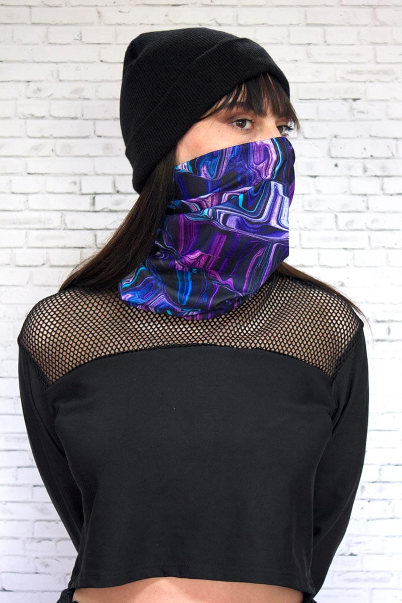 Purple Liquid Neck Gaiter Right View